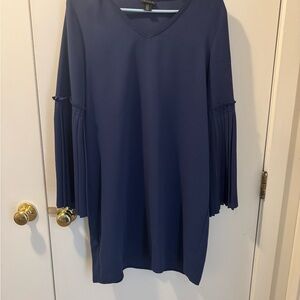 Tahari Deep Blue V-Neck Dress
